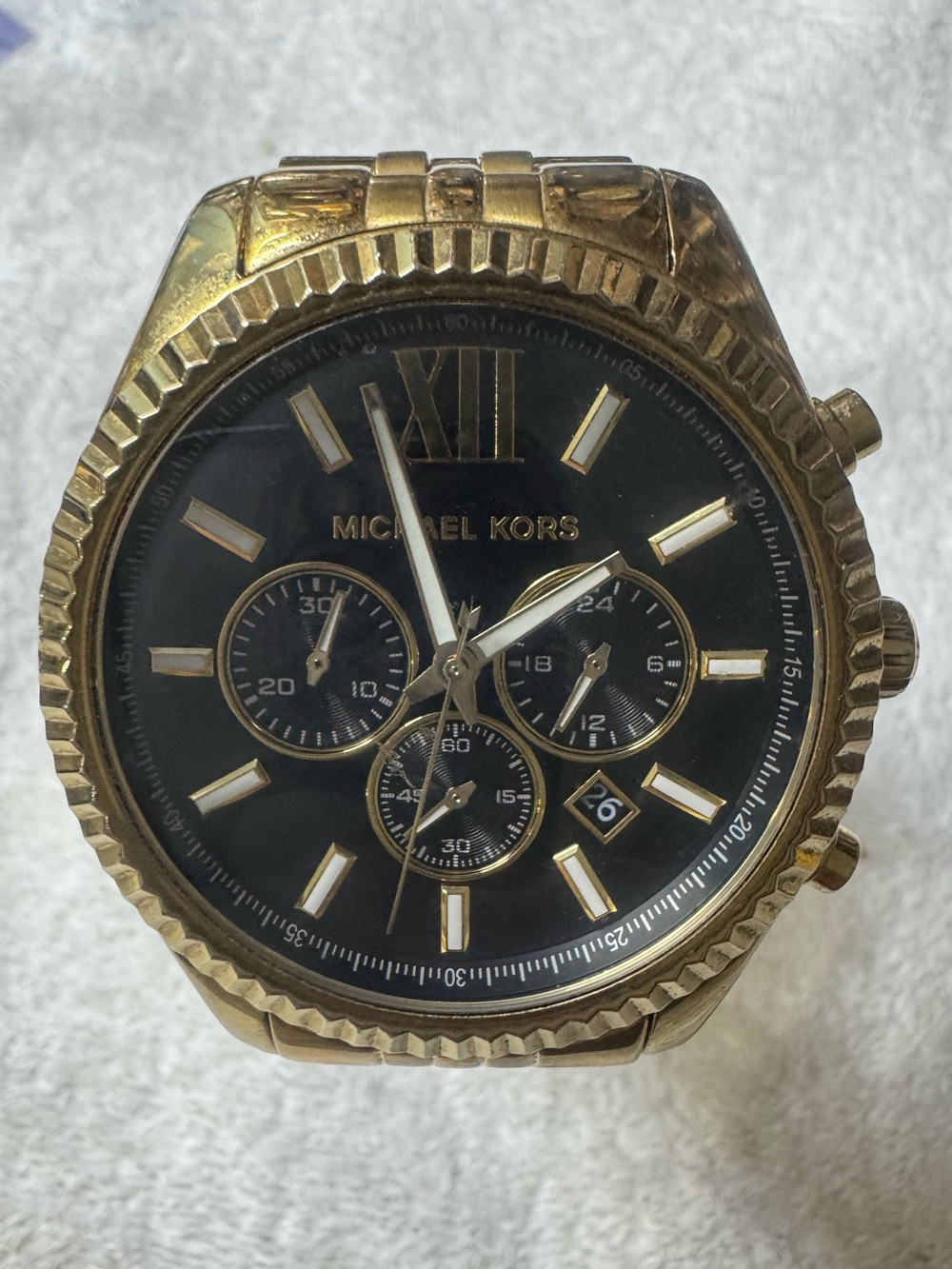 Michael Kors Gold-Tone Case with Black Dial Chronograph Watch
